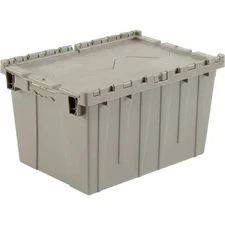 Global Industrial™ Plastic Attached Lid Shipping & Storage Tote, 21-7/8"x15-1/4"