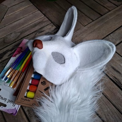 DIY Kit Therian Mask Cat/ Quadrobics Maske Katze, Maske zum Ausmalen, Serval cat