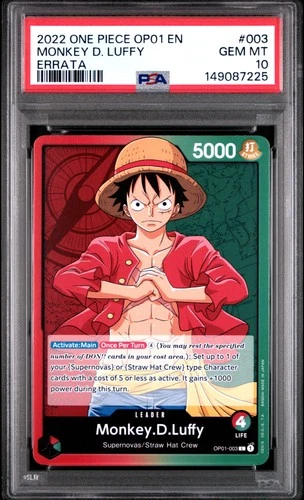 2022 ONE PIECE OP01-ROMANCE DAWN ERRATA #003 MONKEY D. LUFFY PSA 10