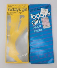 Vintage Hanes 100 Nylon Today's Girl Pantyhose Knee Highs NOS Pink Dot Beige