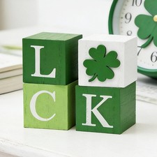 St Patricks Day Decorations Wooden Sign, 4Pcs Shamrock Decorations St Patrick...