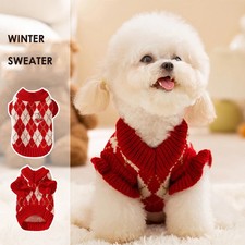 Embroidery Cherry Knitting Small Medium Dog Sweaters Christmas New Year Winter C