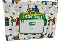 Sesame Street Halloween QUEEN 100 Cotton Sheet Set NEW