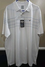 NWT Callaway Golf Polo Shirt Men's Size XXL Opti-Dri Stretch UPF 50 White W Blue