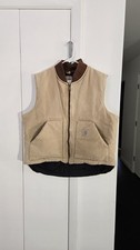 Vintage Carhartt Insulated Vest Mens XL Quilt Lined Faded V01 BRN Union Made USA