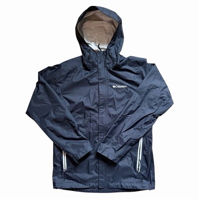 Columbia Omni Tech Watertight Mesh Lined Hooded Rain Jacket Mens Medium Black