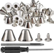30 Sets 5/16" Height Spikes and Studs 8MM Handbag Feet Silver Color Barrel Spike