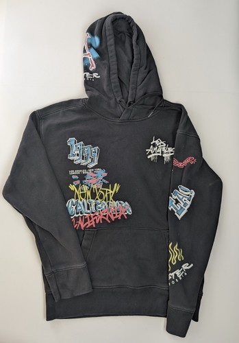 Hollister Unisex Hoodie Small S Black Graphic Pullover California 1999...