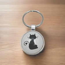Black Cat Heart Tail Keychain Key Ring Purse Handbag Car Charm Backpack Bag