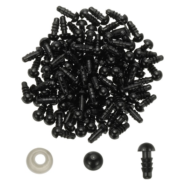 6 Mm Sicherheitsaugen, 100Er-Set, Kunststoff-Bastelaugen Mit Unterlegscheiben-image