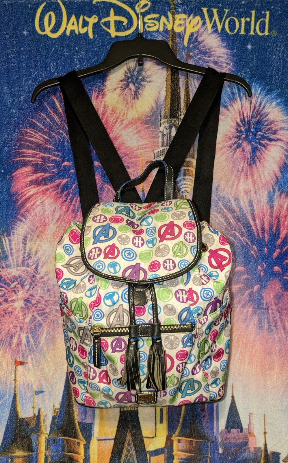 Disney Dooney & Bourke 2015 Avengers Half Marathon Icons White Nylon Backpack image 6