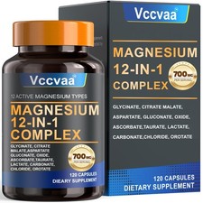 Magnesium Complex 700mg   12-in-1 Supplement 120 Count Pack of 1 