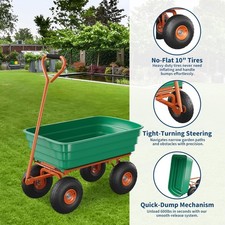 GRAVEE 600LB Poly Garden Dump Cart Heavy Duty Yard Wagon 4 Cu.Ft Capacity