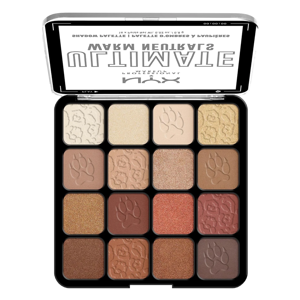 NYX Warm Neutrals Vegan Eyeshadow Palette 16 Pigmented Shades Cruelty Free - Image 2 of 4