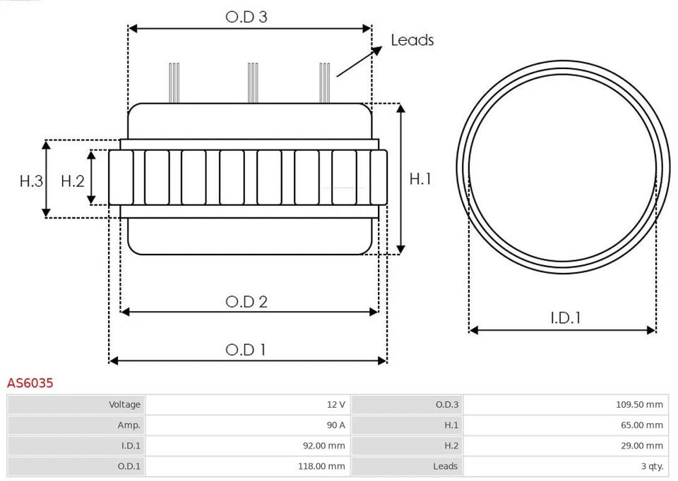 STATOR ALTERNATOR AS6035 - Image 3 of 4