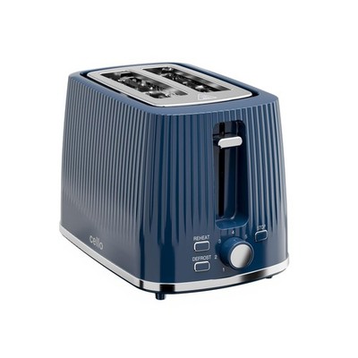 Cello TR191-BL blau 2-Scheiben-Toaster mit strukturiertem Design, breite Schlitze, 