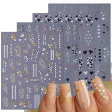 Valentines Hearts Nail Art Stickers Decals 3D Self Adhesive Valentine Style 09