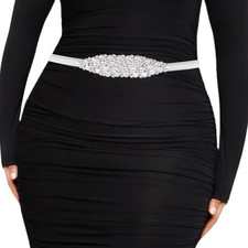 Women's Belts Rhinestone Belt for Dresses Rhinestone Bridal Belt E-silver-70