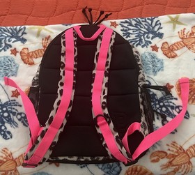 New Victoria&rsquo;s Secret PINK Leopard  Sequin hot pink Backpack zip pockets 
