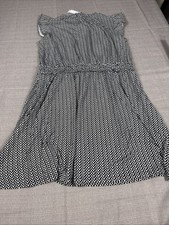Ann Taylor LOFT Womens XL Chevron Print Sleeveless Dress Black Empire Waist NWT