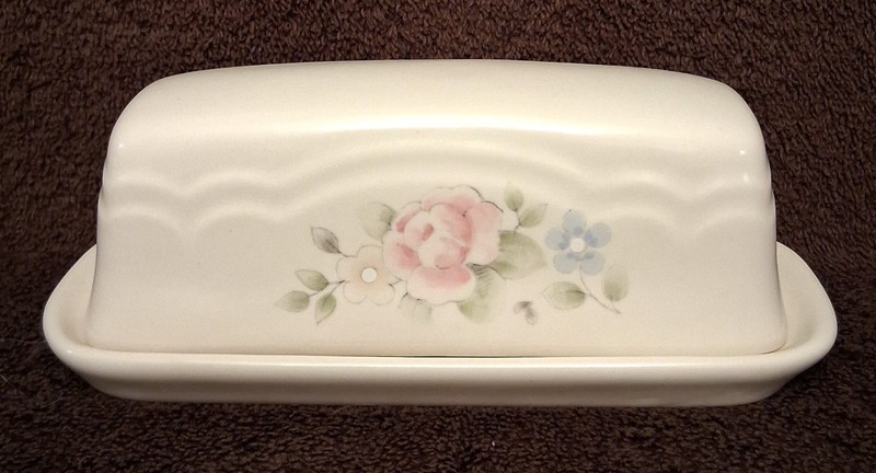 PFALTZGRAFF TEA ROSE COVERED BUTTER DISH MINT 1/4 lb STICK BUTTER