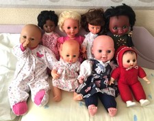 Vintage 8 Plastic Vinyl Creepy Doll Bundle Lot inc Reliable Toy Co Uneeda TLC