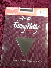 HANES FITTING PRETTY Sheer Queen Size Sheer Sandalfoot Barely Black Pantyhose