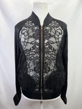 Rosamosario Women’s Made In Italy Zip Black Lace Full Zip Jacket Sz S Pockets