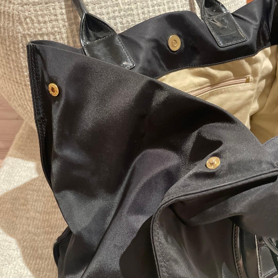 Tory Burch Ella Tote Bag Handbag Nylon Leather Black Women's From Japan thumbnail 14