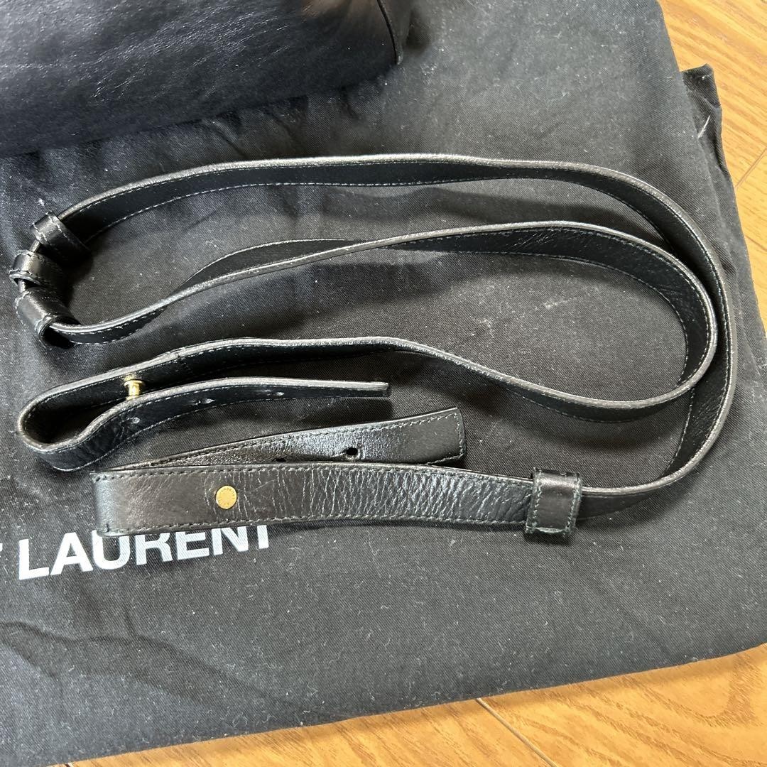 Autentica borsa Saint Laurent classica borsetta da viaggio in pelle nera weekend