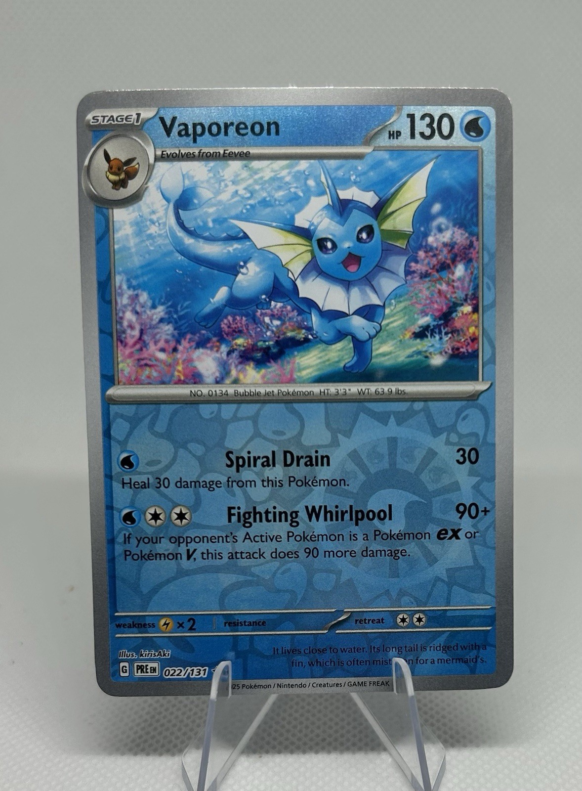 Vaporeon 022/131 Reverse Holo NM Pokémon Prismatic Evolutions SV 2025