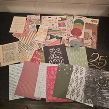 Lot of Scrapbooking and Project Life Papers and mixed Embellishments