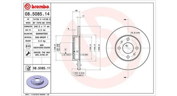2X Magneti Marelli Bremsscheibe 360406021600 FüR RU8 Alfa Ford KA Abarth 240Mm 1-image