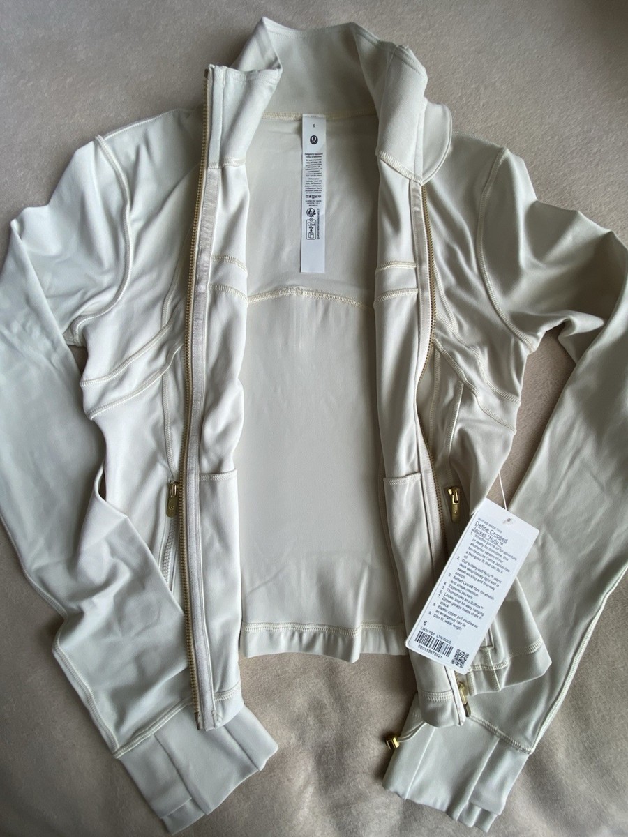 Lululemon Define Nulu Cropped Jacket Gold Zipper Light Ivory Size