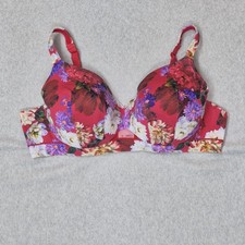 Cacique Women Bra 44C Red Floral Lightly Lined Full Coverage Underwired