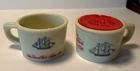 2  Vintage  Old Spice 1786  Grand Turk Ship Shaving Mug Milk Glass Lot