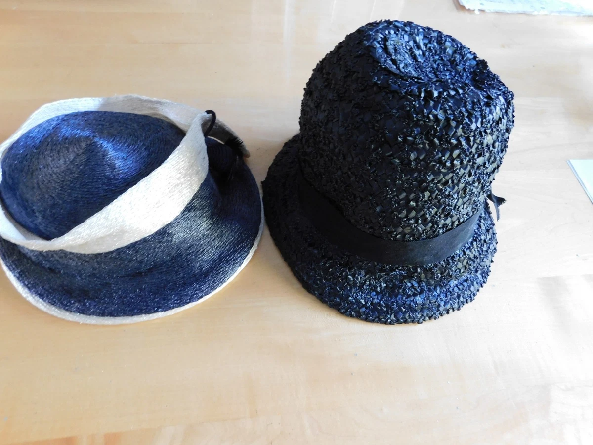 1940s BONWIT TELLER JEAN BARTHET STRAW HAT THE NEWS BOY WITH FLOWER FRENCH MADE Vintage straw hat bonwit teller - Gem main image 2