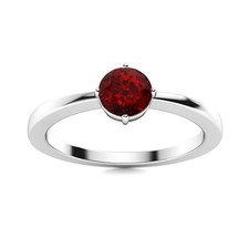 5mm Round Garnet 925 Sterling Silver Solitaire Ring Minimal Engagement Gift