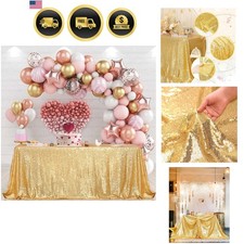 Gold Sequin Tablecloth 50x80 Inch Rectangular  Sparkly 3mm stitched sequins ...