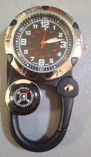 Carabiner Compass Clip Watch, Black, New Battery, "Allude, FMDAL633 52", 2