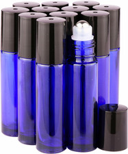 12 Pack Essential Oil Roller Bottles 10Ml Cobalt Blue Glass Bottles Stainless St