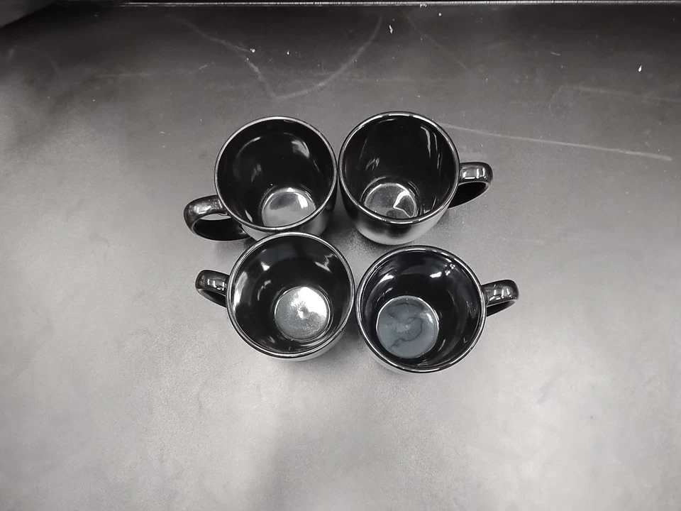 Juego de 4 tazas de café de gres Corelle negras coordenadas tazas de 4" Foto 2 de 4
