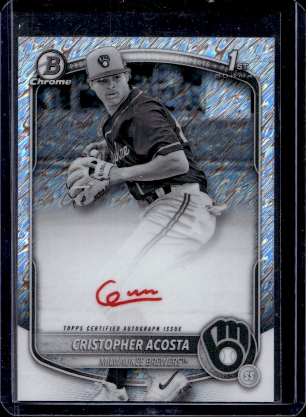 2025 Bowman Chrome Cristopher Acosta Auto Black White Shimmer Refractor #CPA-CAC
