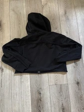 Alo Yoga Women’s Black Frayed Mock Neck Crop Hoodie Size Xs