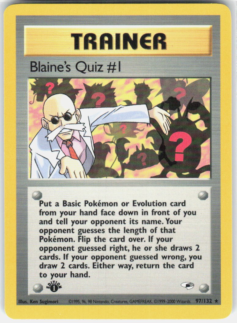 Blaine's Quiz #1 97/132 Rare Gym Heroes Pokemon 1st Edition Near Mint