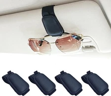 Yuoyar 4 Packs Magnetic Sunglass Holder for Car Visor - Universal 4pcs, Black 