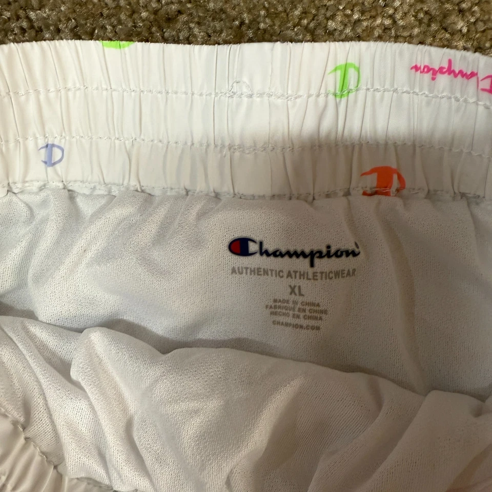 Pantalones Cortos Atléticos Champion Juveniles XL Blanco Estampado Completo Calzoncillo Integrado tiro Alto Foto 3 de 4