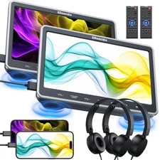 2 X 10.1" HD Screen Car DVD Player Headrest Monitor Full HD HDMI USB SD+Headsets