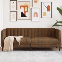 Kunstleder Sofa 2-Sitzer Braun Wildleder-Optik Wohnzimmer Couch