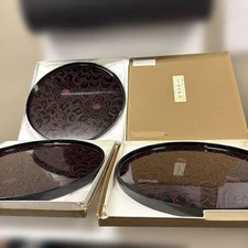 Echizen lacquerware, Chinjyu (vermilion lacquer) peony carving, round tray with